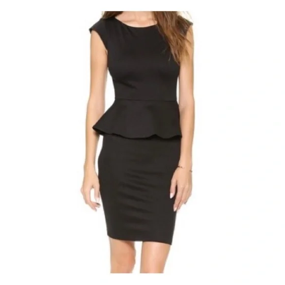 Alice + Olivia Dress Peplum Cap Sleeve Black Size 8 - Picture 1 of 10